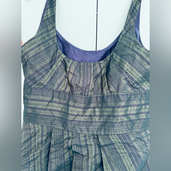 Cecilie Bahnsen gorgeous asymmetrical hem , metallic hint striped pleated dress - Picture 6 of 14